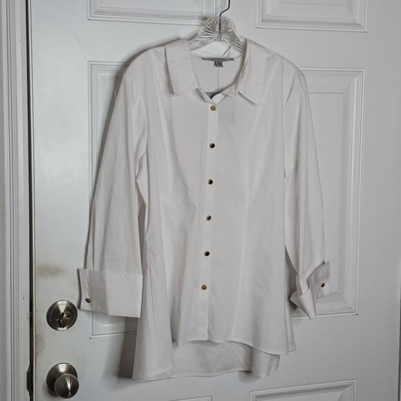 Marc New York Andrew Marc White Button Down Blouse NWT - Picture 7 of 11